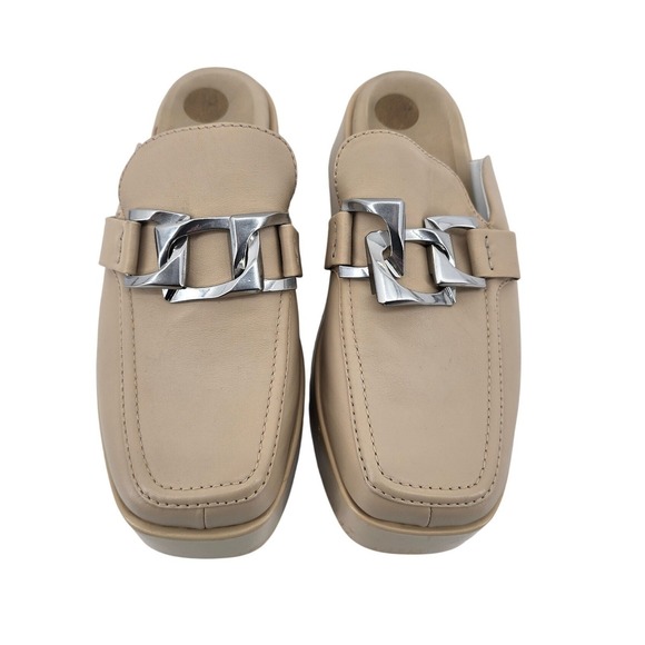 Rag & Bone Mules Women 39 Beige Leather Addison Chain Platform Slides